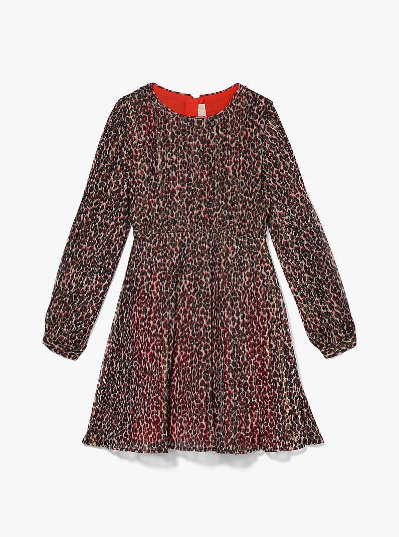 Metallic Leopard Dress in CAMEL/BLACK | Michael Kors