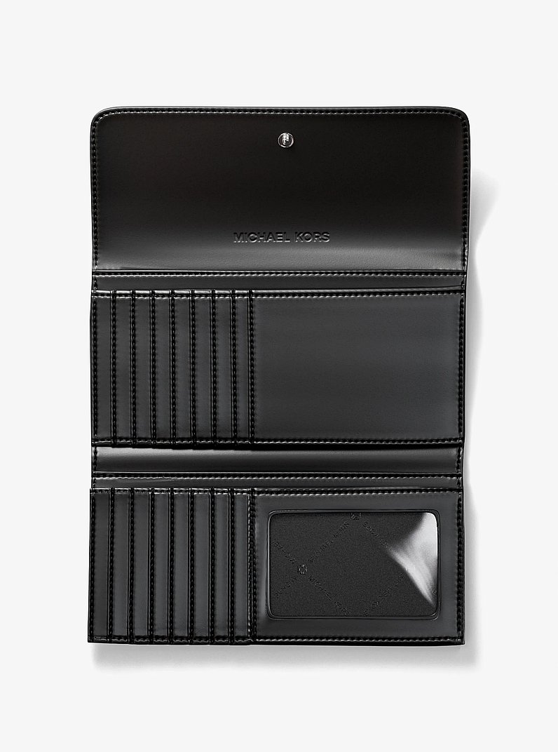 Jet Set Large Signature Logo Tri-Fold Wallet in BLACK | Michael Kors