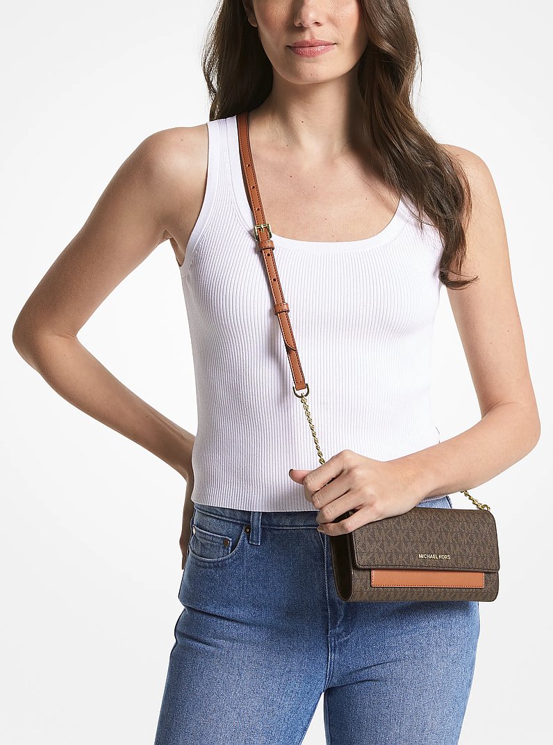Jet Set Medium Logo 2-in-1 Convertible Crossbody Bag in BRN/ACORN | Michael Kors