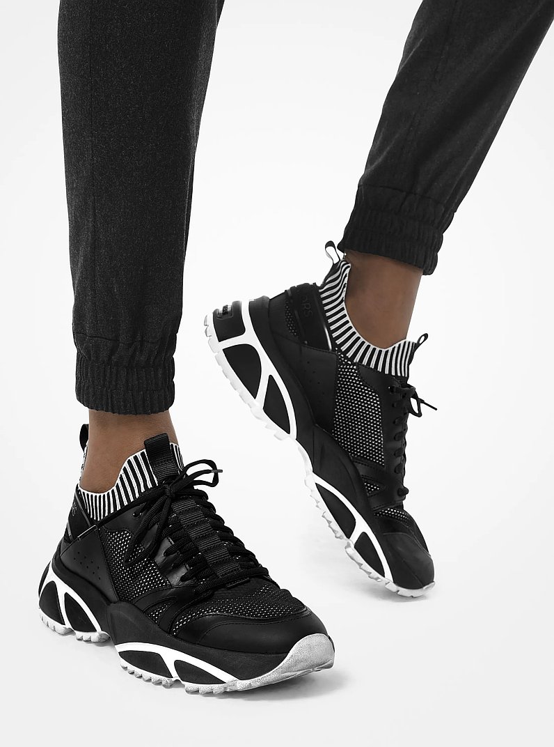 Lucas Knit and Rubberized Leather Trainer