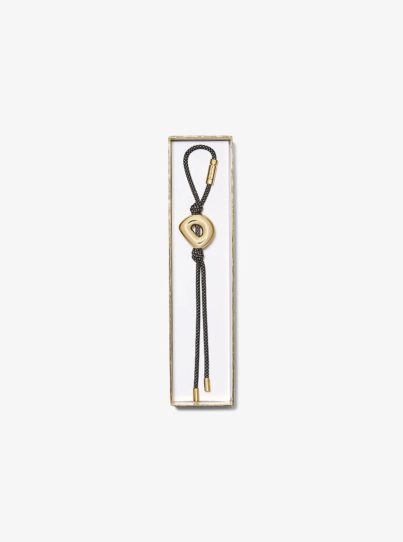 Initial Gold-Tone and Speckled Cord Bag Charm in 18K GOLD | Michael Kors