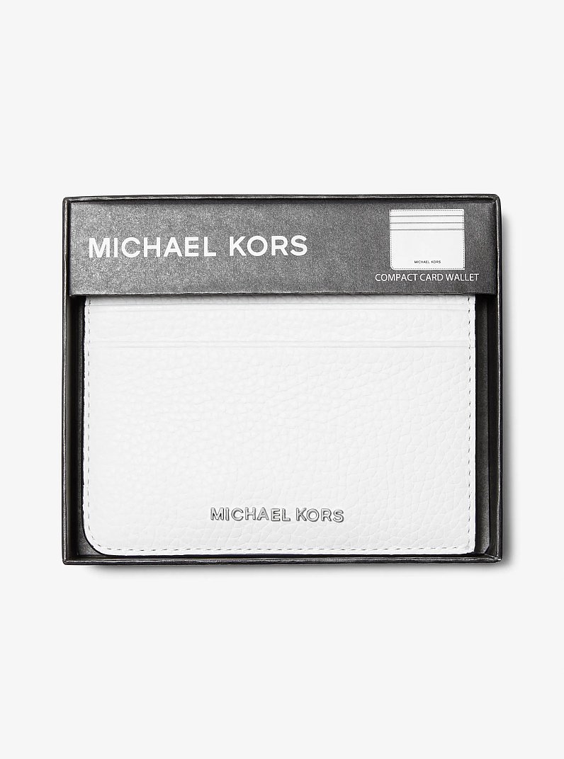 &Eacute;tui pour cartes Hudson en cuir grain&eacute; in BLANC &Eacute;CLATANT | Michael Kors