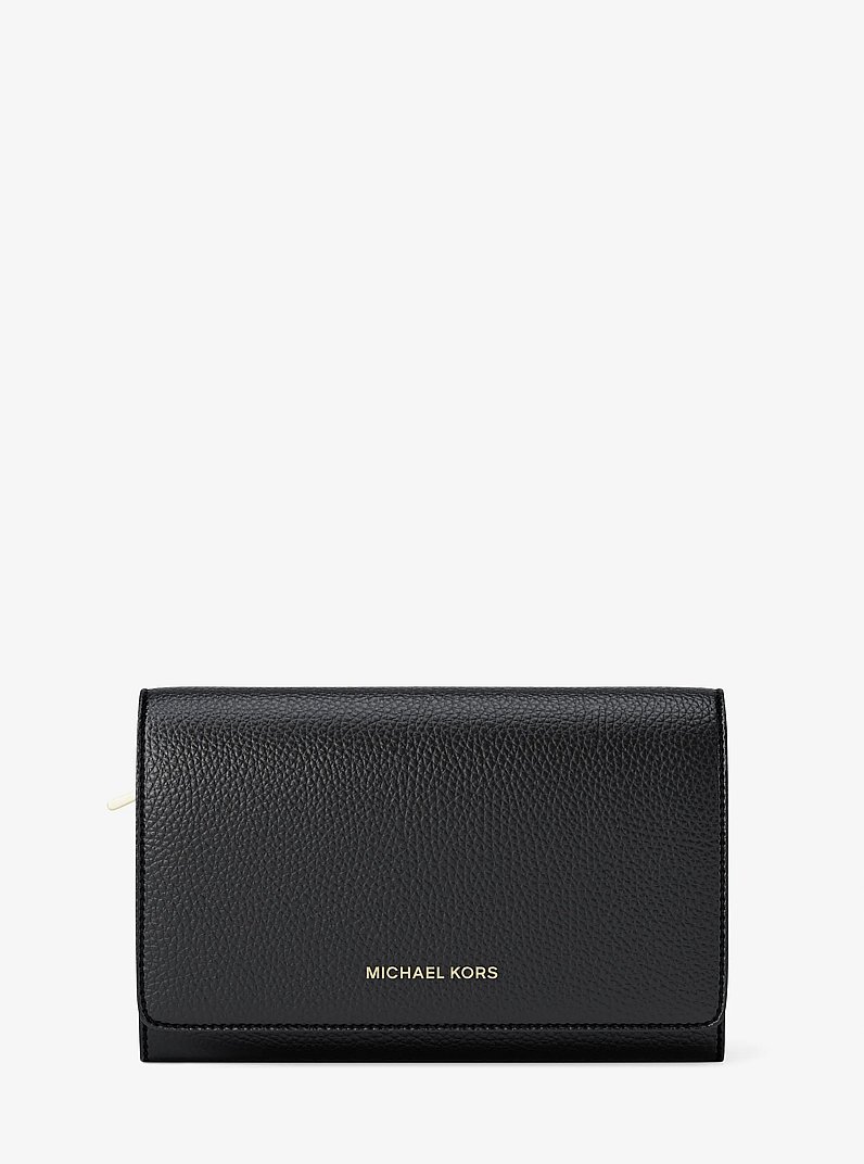 Portafoglio Jet Set grande in pelle martellata in NERO | Michael Kors