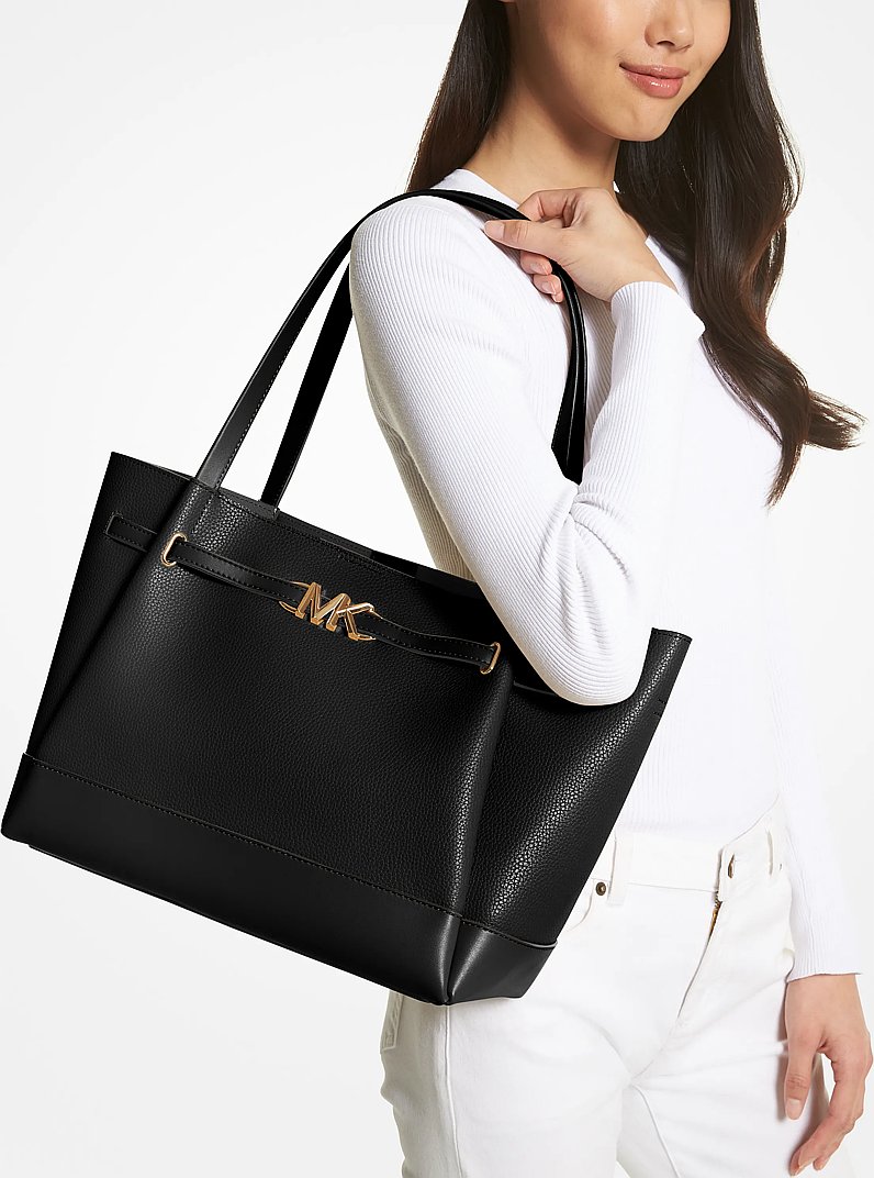 Reed Large Pebbled Leather Tote Bag in BLACK - Sale | Michael Kors