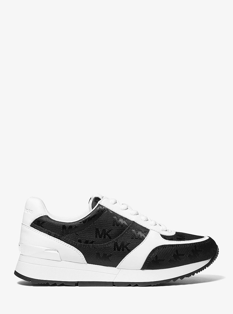 Andi Woven Logo Nylon Trainer in BLACK | Michael Kors