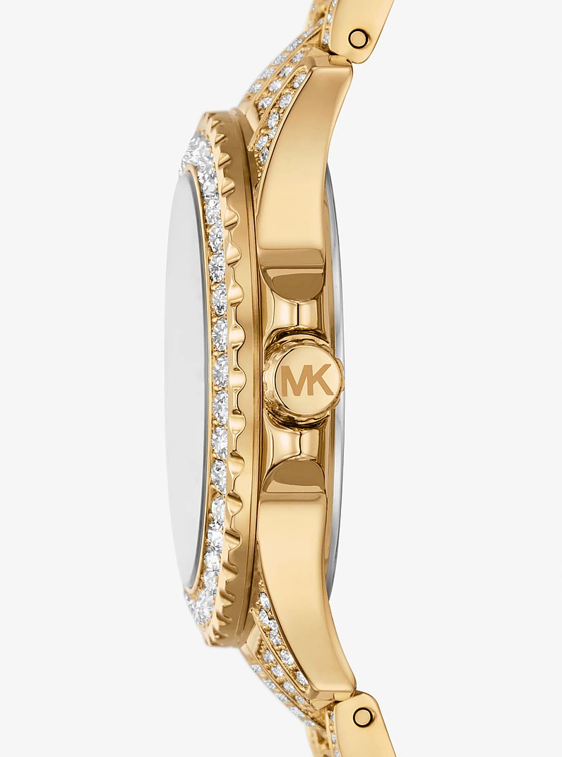 Mini Everest Pav&eacute; Gold-Tone Watch in DORADO | Michael Kors