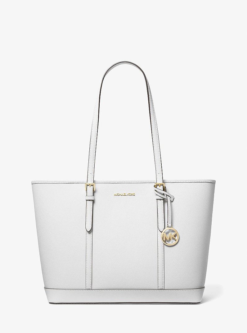 Jet Set Travel Large Saffiano Leather Tote Bag in OPTIC WHITE | Michael Kors