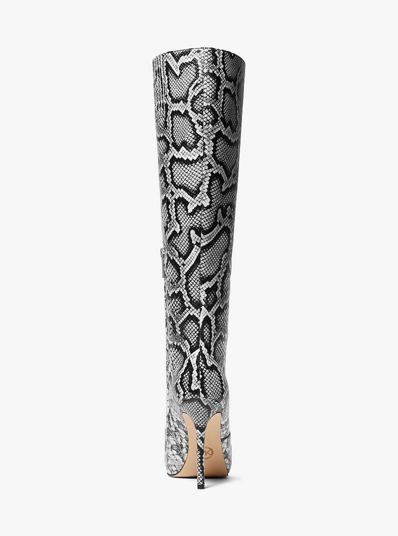 Botte haute Rue en cuir gaufr&eacute; &agrave; motif de serpent in NOIR | Michael Kors