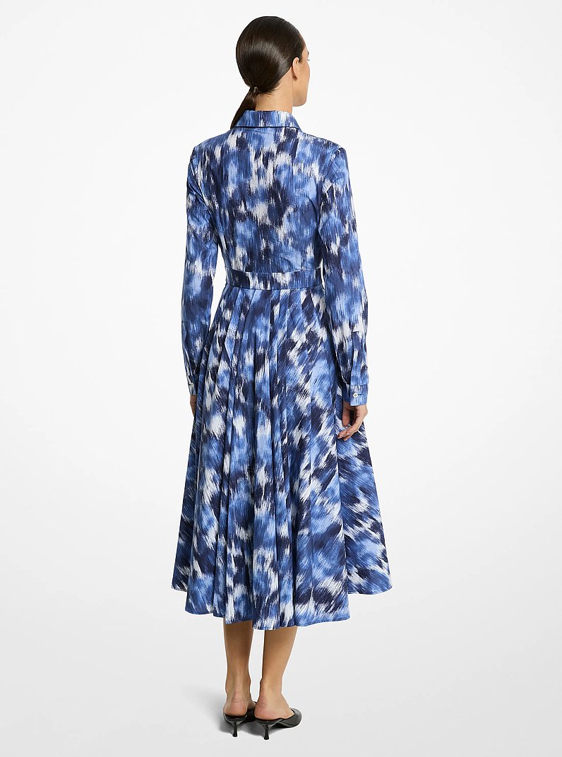 Floral Chin&eacute; Cotton Poplin Shirtdress in RIVIERA/OPTIC WHITE | Michael Kors