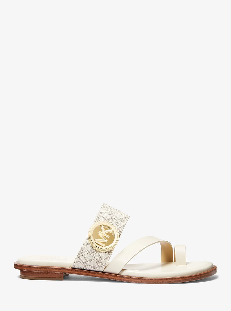 Vera Signature Logo Sandal in VANILLA | Michael Kors