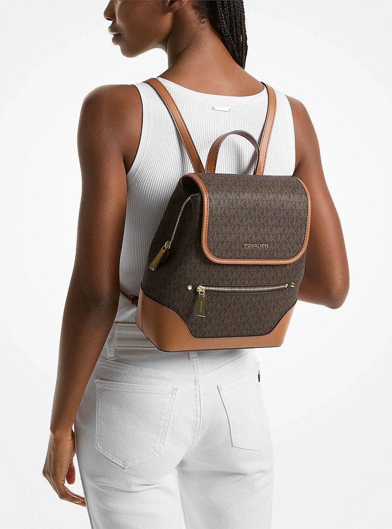 Harrison Medium Logo Backpack in BRN/ACORN | Michael Kors