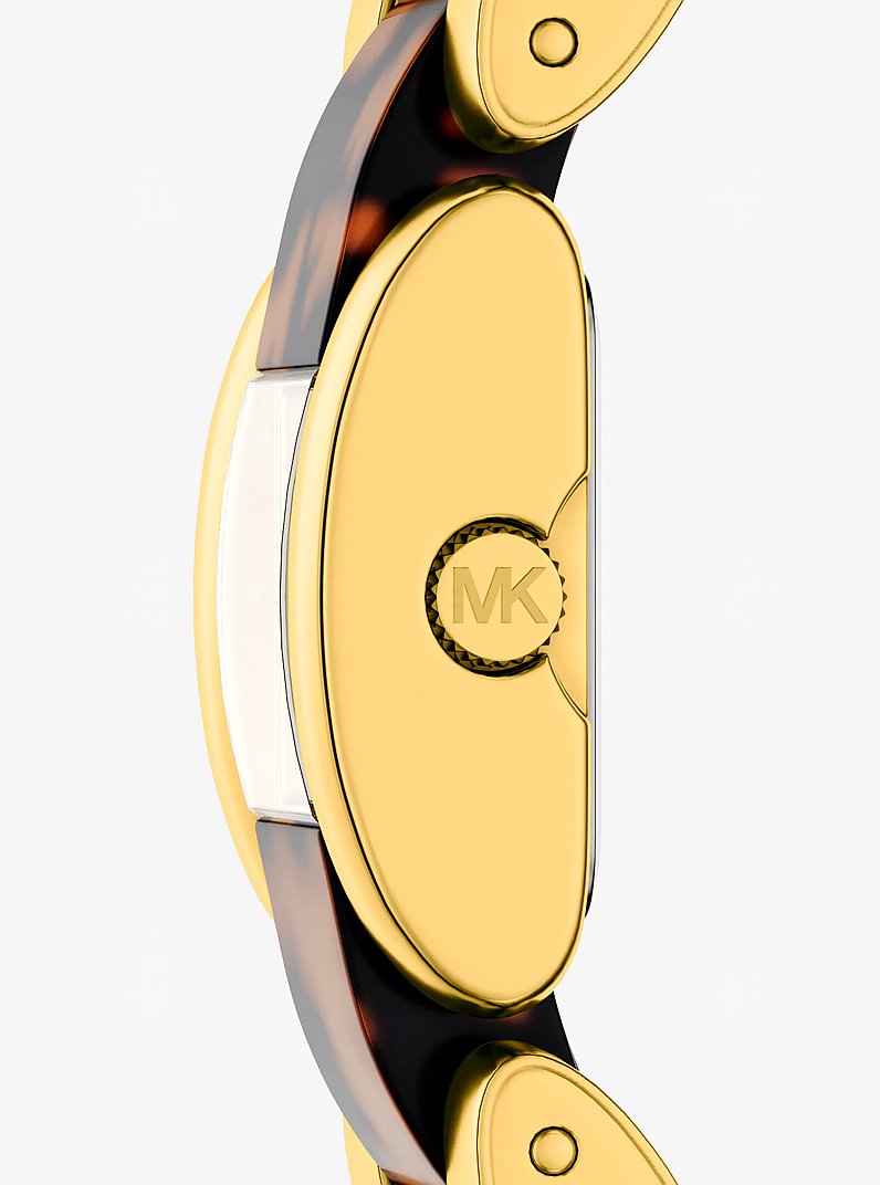 Petite Darrington Gold-Tone and Tortoiseshell Acetate Watch in TORTOISE | Michael Kors