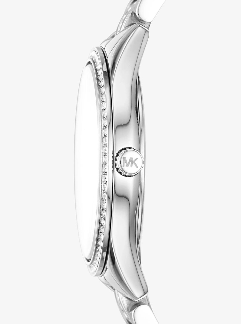 Mini Lauryn Pav&eacute; Silver-Tone Watch in SILVER | Michael Kors