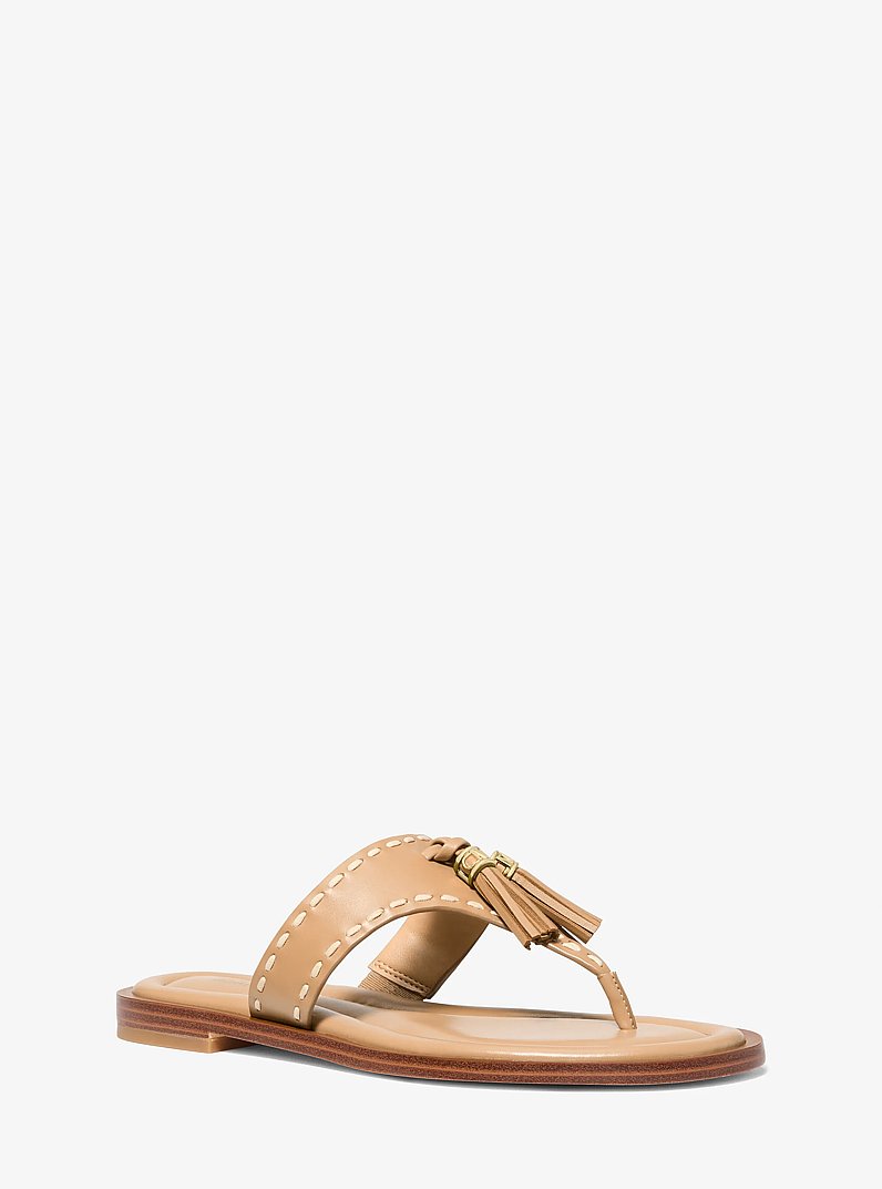 Kiernan Leather Sandal in CAMEL | Michael Kors