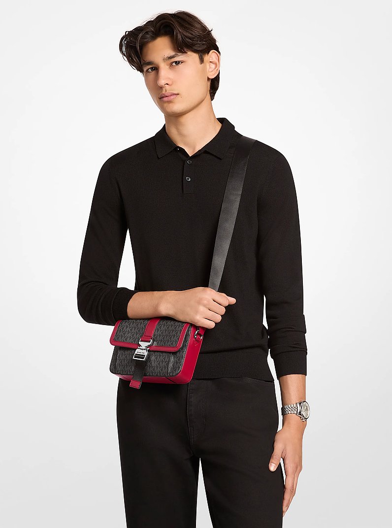 Hudson Signature Logo Crossbody Bag in BLACK | Michael Kors