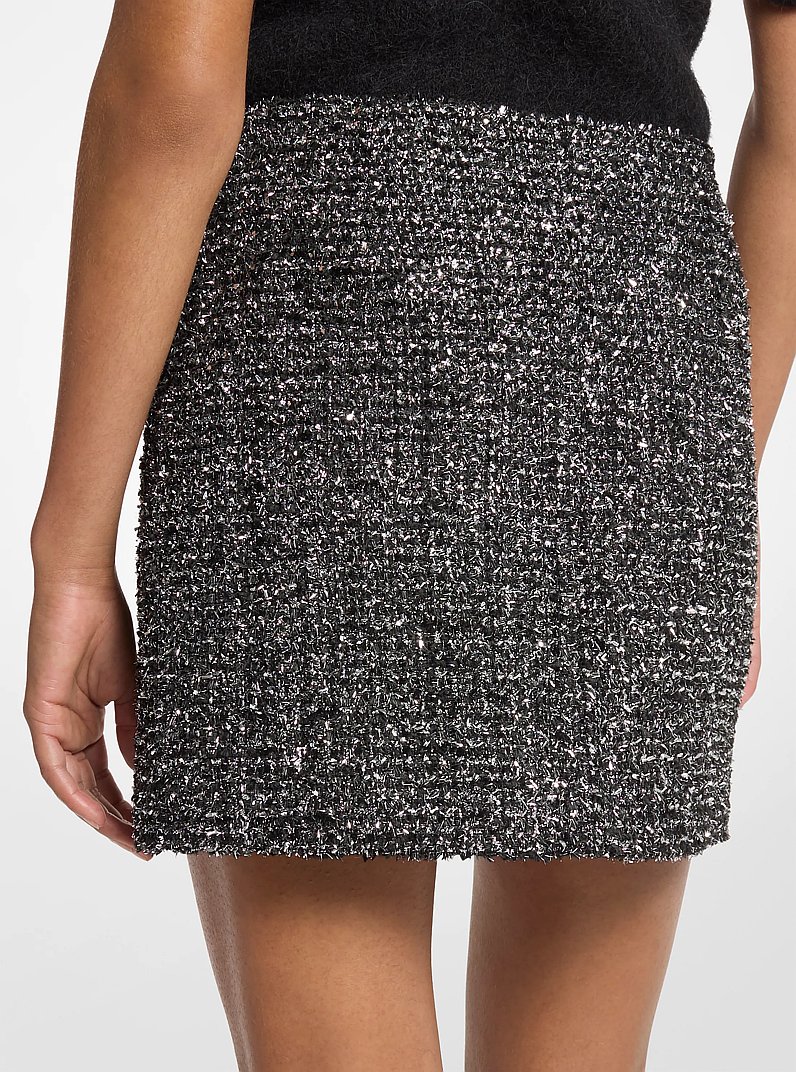 Mini-jupe en tweed m&eacute;tallis&eacute; in ARGENT | Michael Kors