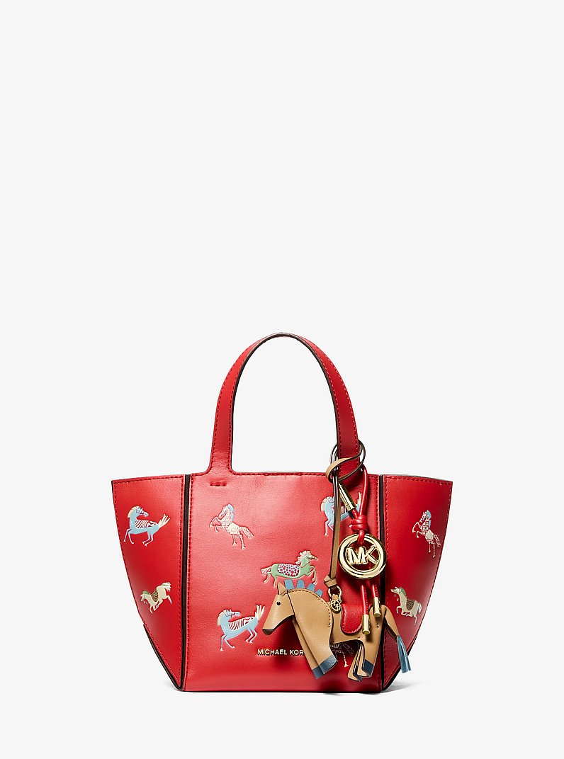 Leather Horse Bag Charm in HUSK | Michael Kors