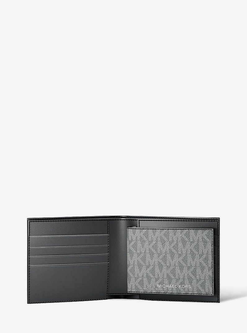Harrison Logo Billfold Wallet With Passcase in STORM | Michael Kors