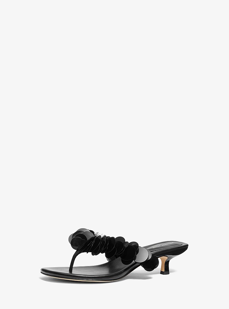 Loretta Sequin Embellished Sandal in BLACK | Michael Kors