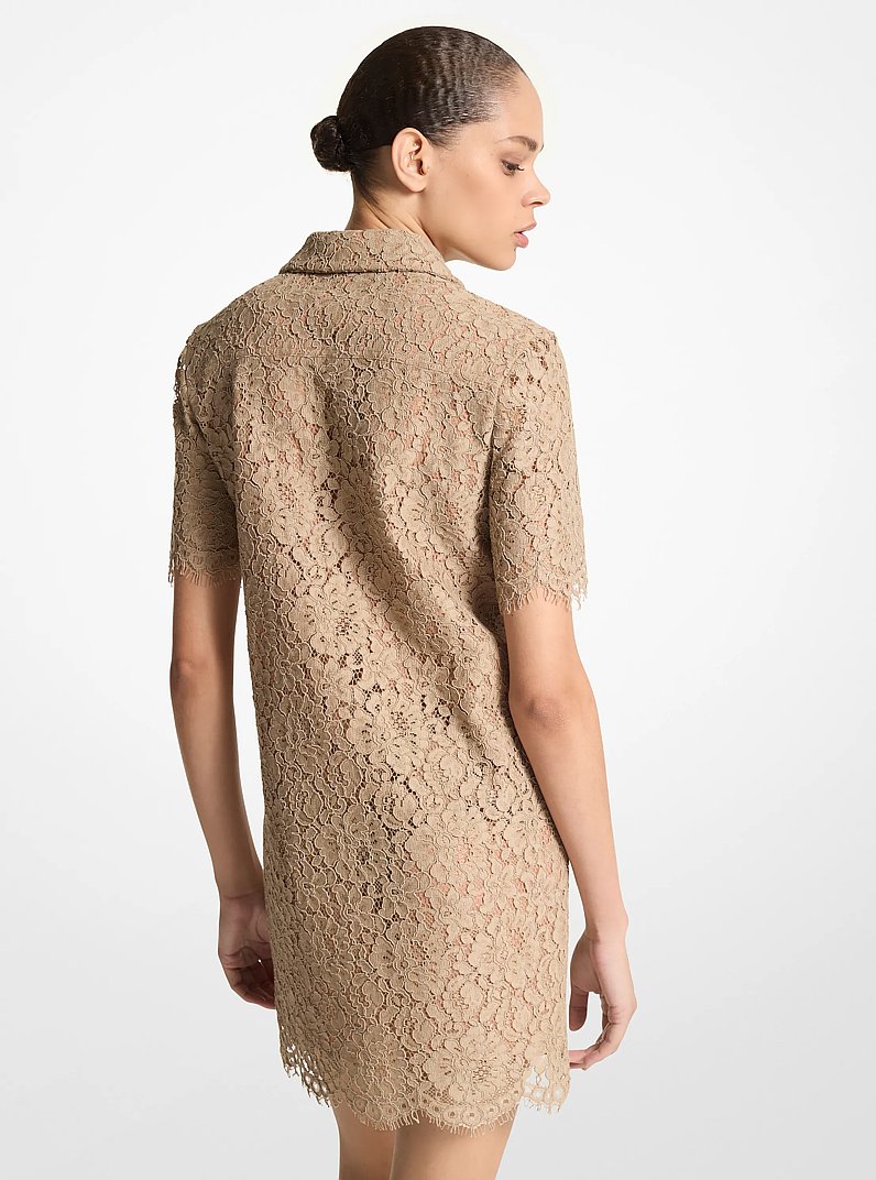 Vestido camisero de encaje trenzado con flores in ARENA | Michael Kors