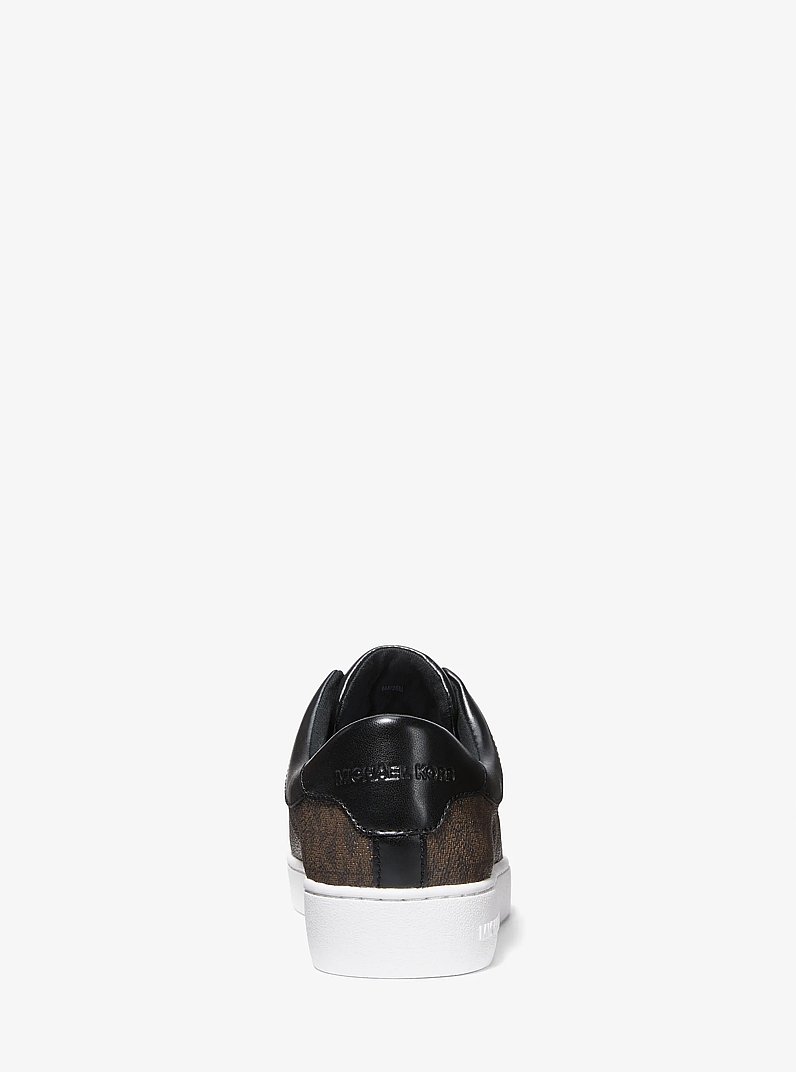 Keaton Signature Logo Zip-Up Sneaker in BROWN | Michael Kors