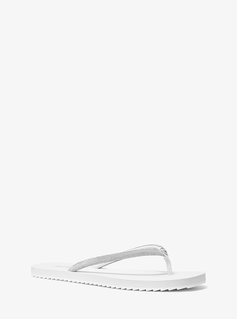 Jinx Crystal-Embellished Flip Flop in OPTIC WHITE | Michael Kors