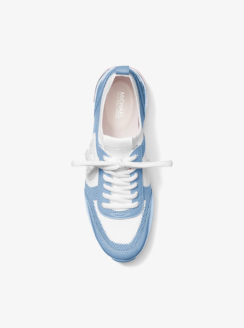 Jenkins Two-Tone Stretch Knit Trainer in LIGHT SKY | Michael Kors