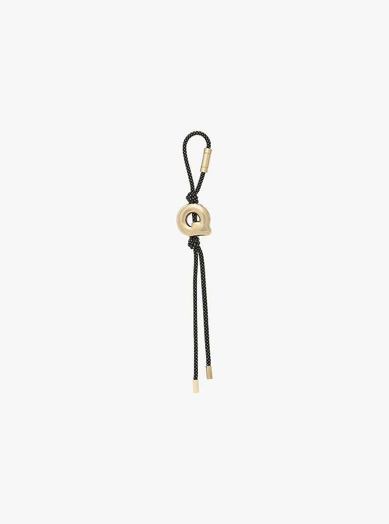 Initial Gold-Tone and Speckled Cord Bag Charm in 18K GOLD | Michael Kors