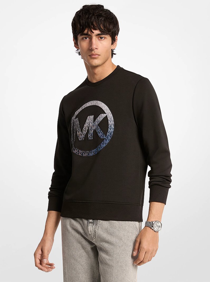 Chandail en m&eacute;lange de coton &agrave; logo ombr&eacute; in NOIR | Michael Kors