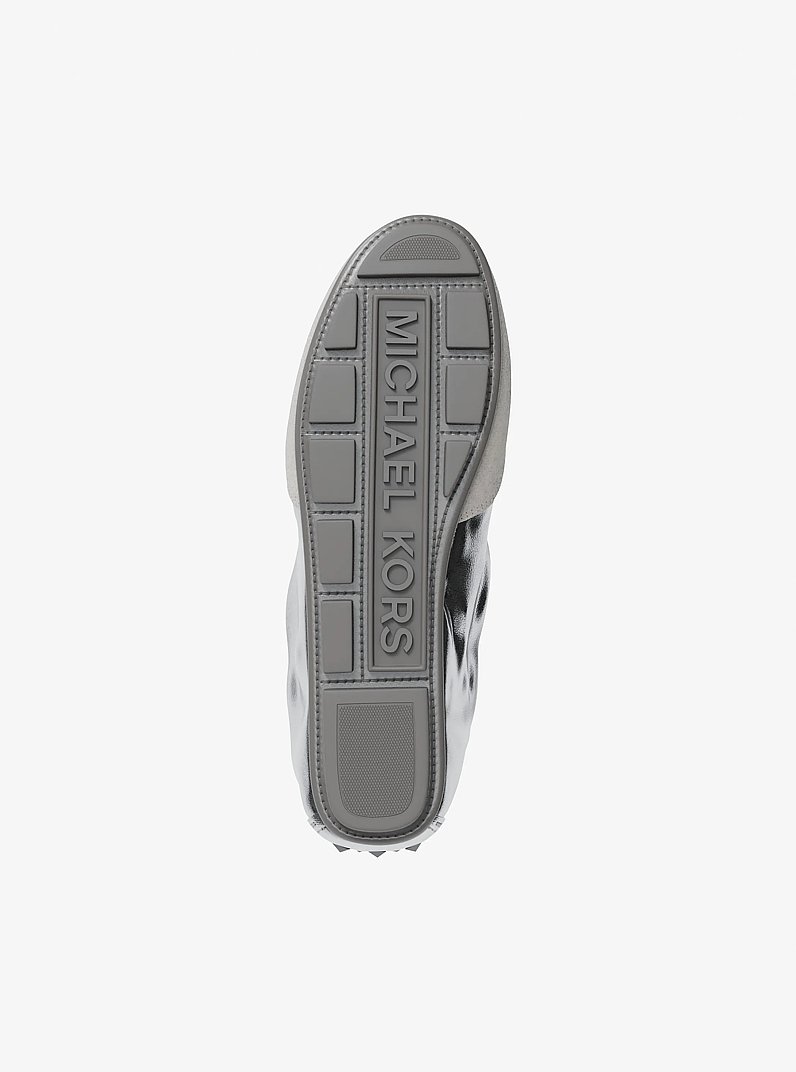 Susie Metallic Leather Trainer in SILVER | Michael Kors