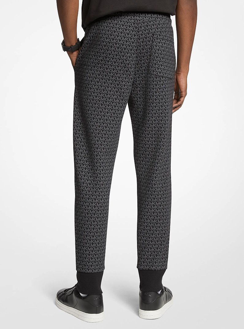 Signature Logo Print Cotton Blend Joggers in BLACK | Michael Kors