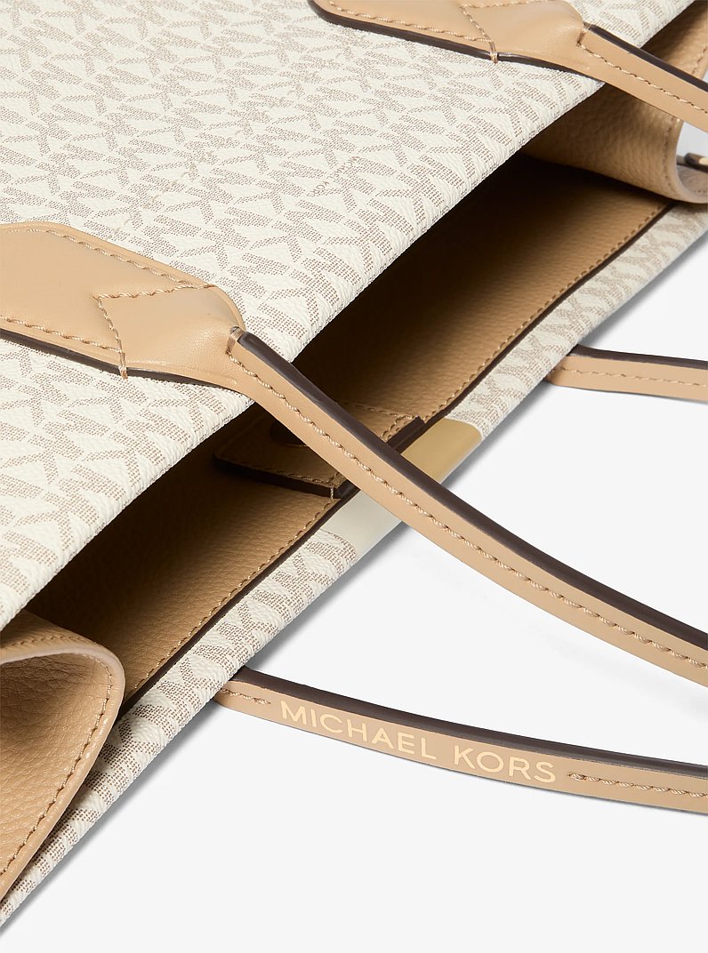 Heidi Large Stripe Signature Logo Tote Bag in VANILLA COMBO | Michael Kors