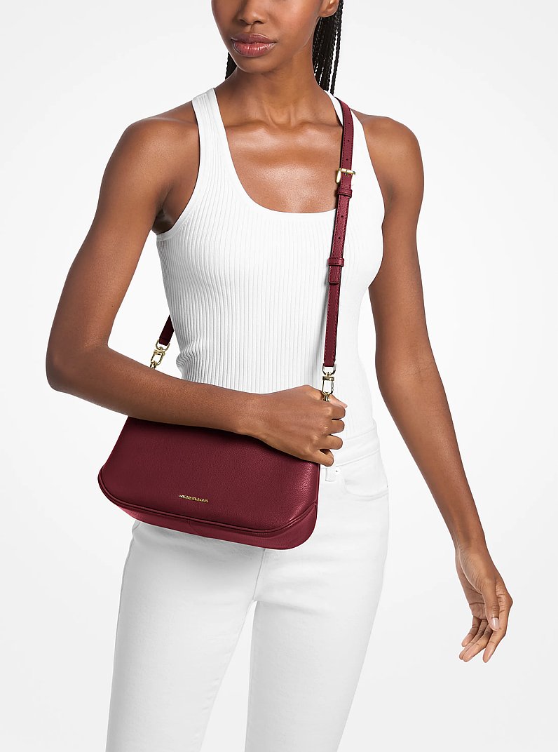 Jet Set Medium Leather Convertible Crossbody Bag in DEEP RED | Michael Kors