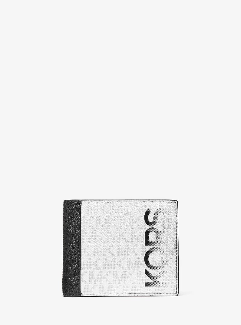 Cooper Graphic Logo Billfold Wallet With Coin Pouch in BLACK/WHITE | Michael Kors