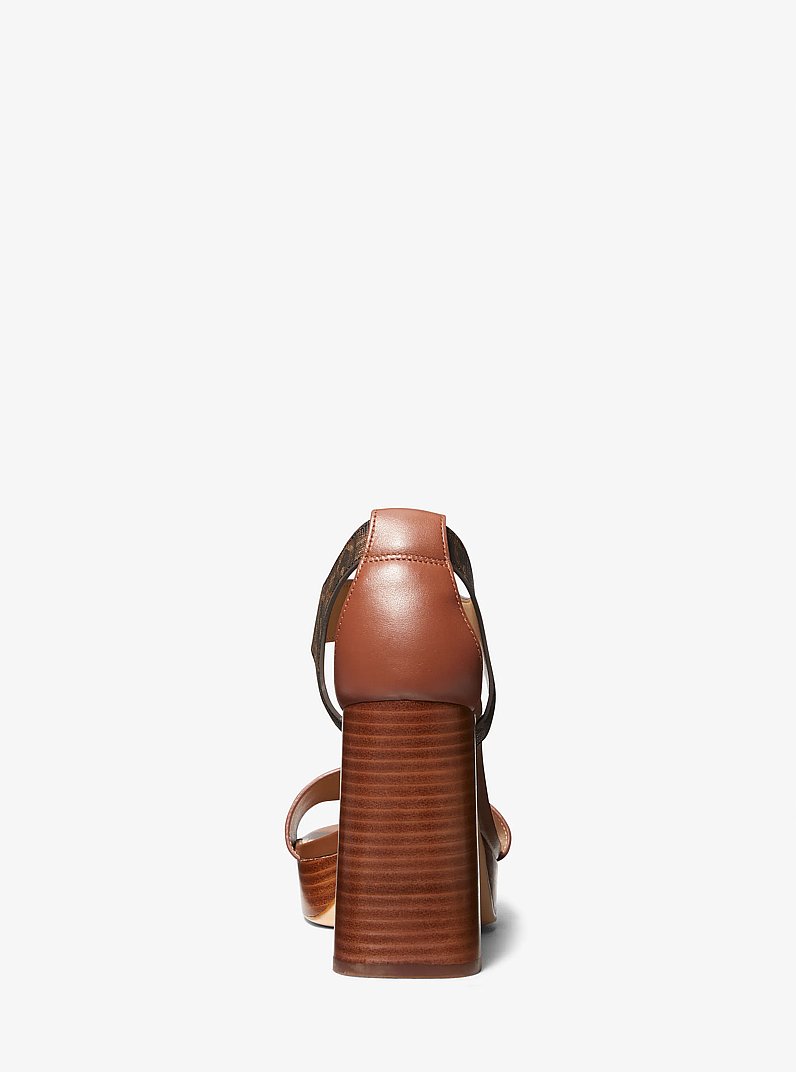 Berkley Empire Signature Logo and Leather Block-Heel Sandal