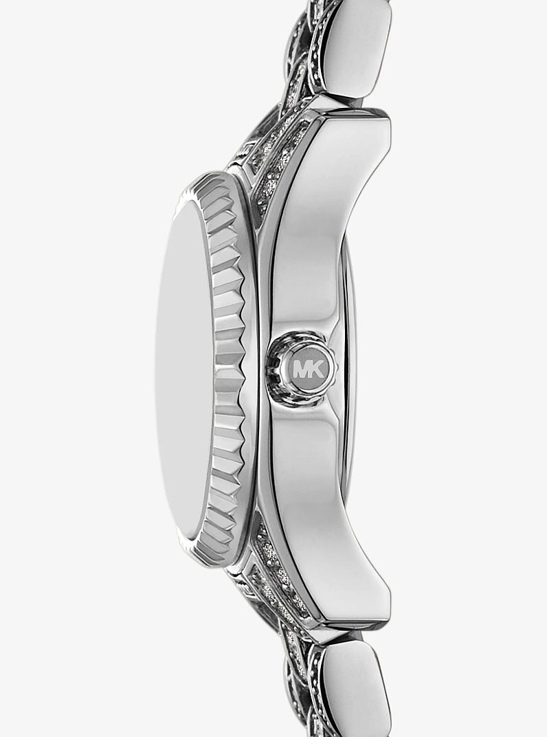 Mini Lexington Pav&eacute; Silver-Tone Watch in SILVER | Michael Kors