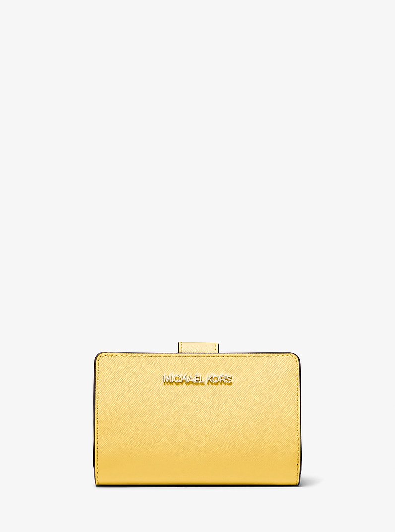 Portefeuille de taille moyenne en cuir &agrave; grain crois&eacute; in JAUNE MARGUERITE | Michael Kors