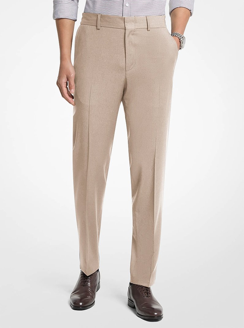 Slim-Fit Wool Blend Pants in BEIGE | Michael Kors