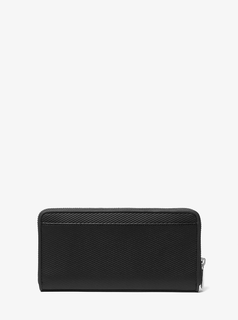 Varick Leather Zip-Around Wallet in BLACK | Michael Kors