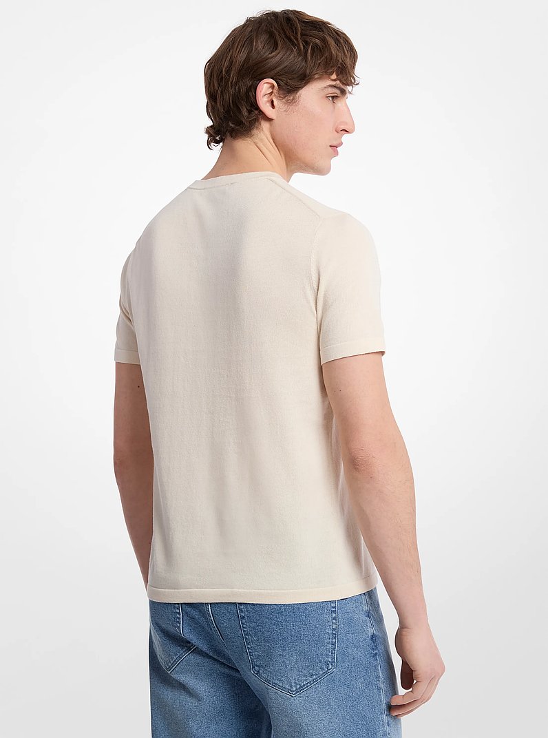 Cotton Short-Sleeve Sweater in SOFT ECRU | Michael Kors