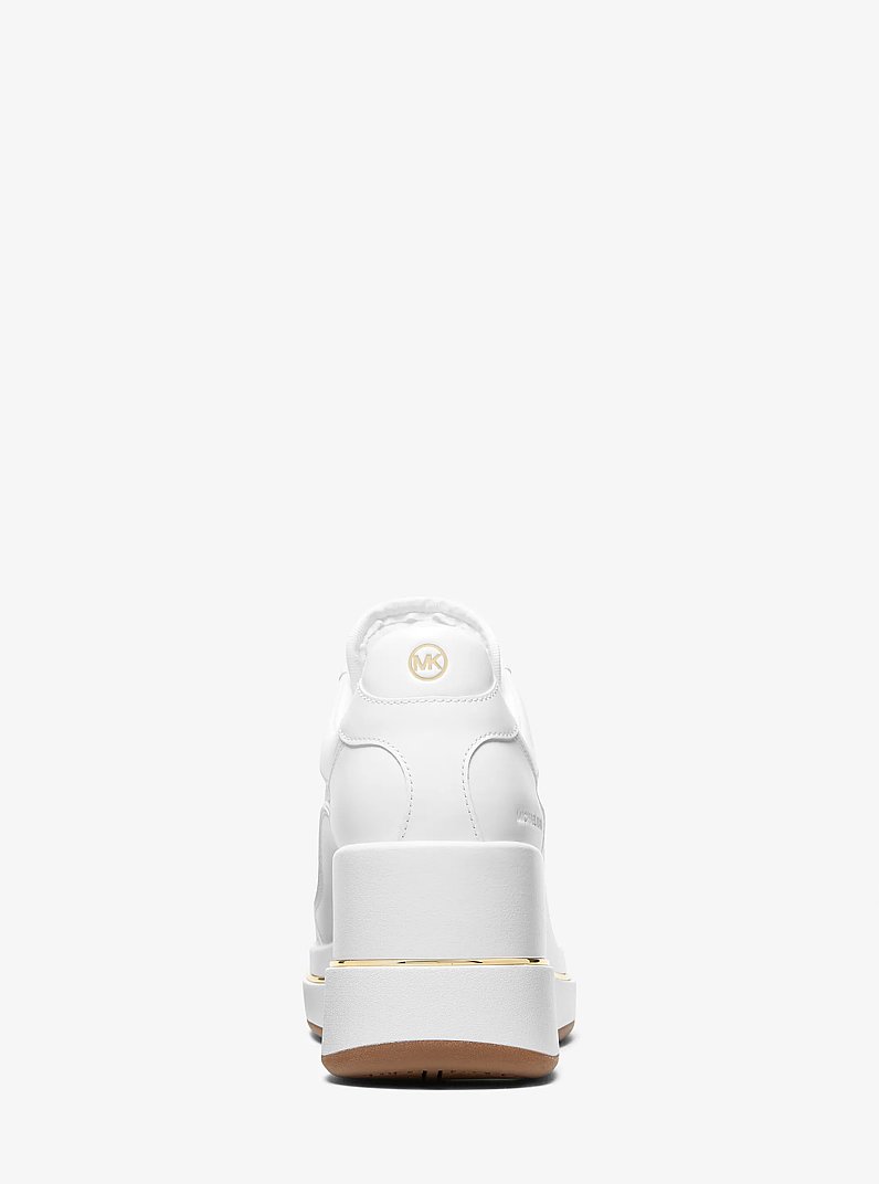 Espadrille compens&eacute;e Emmy en cuir et en maille in BLANC OPTIQUE | Michael Kors