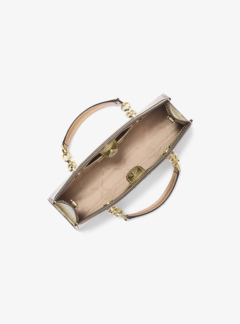 Cynthia Small Metallic Leather Crossbody Bag in PALE GOLD | Michael Kors