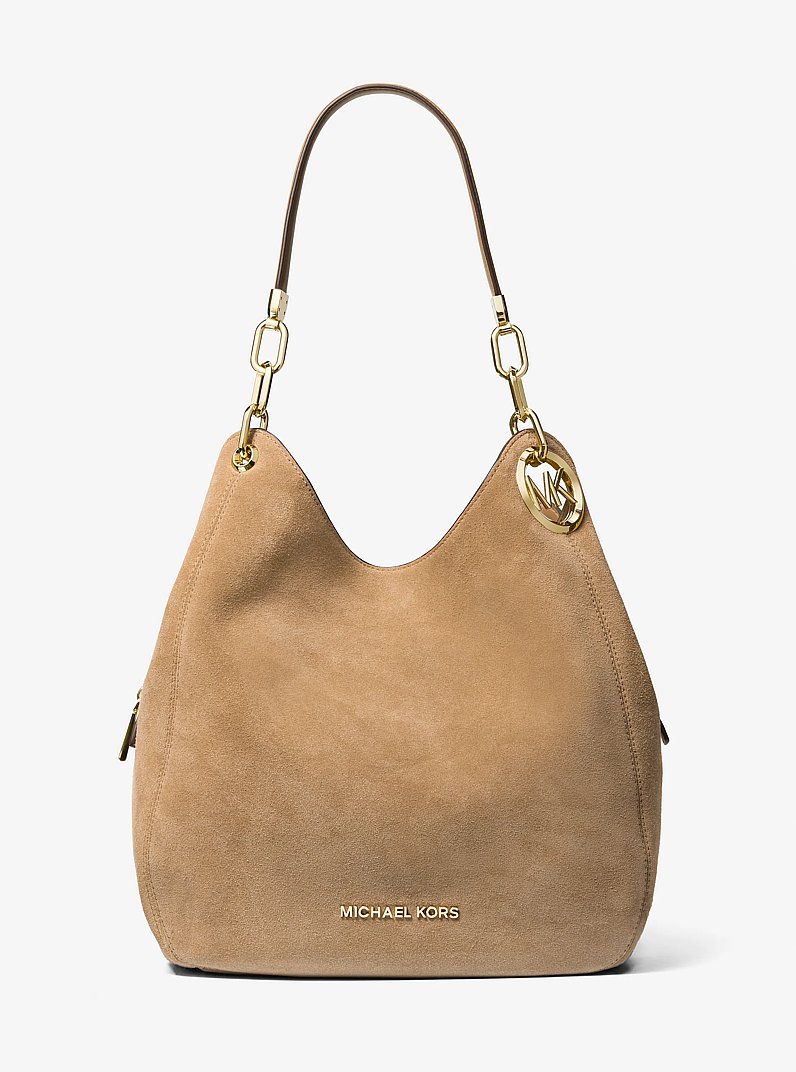 Lillie Large Suede Shoulder Bag in HUSK | Michael Kors