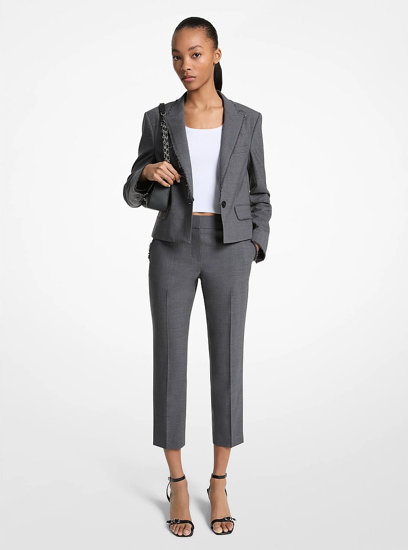 Stretch Wool Cropped Pants in DERBY HEATHER | Michael Kors