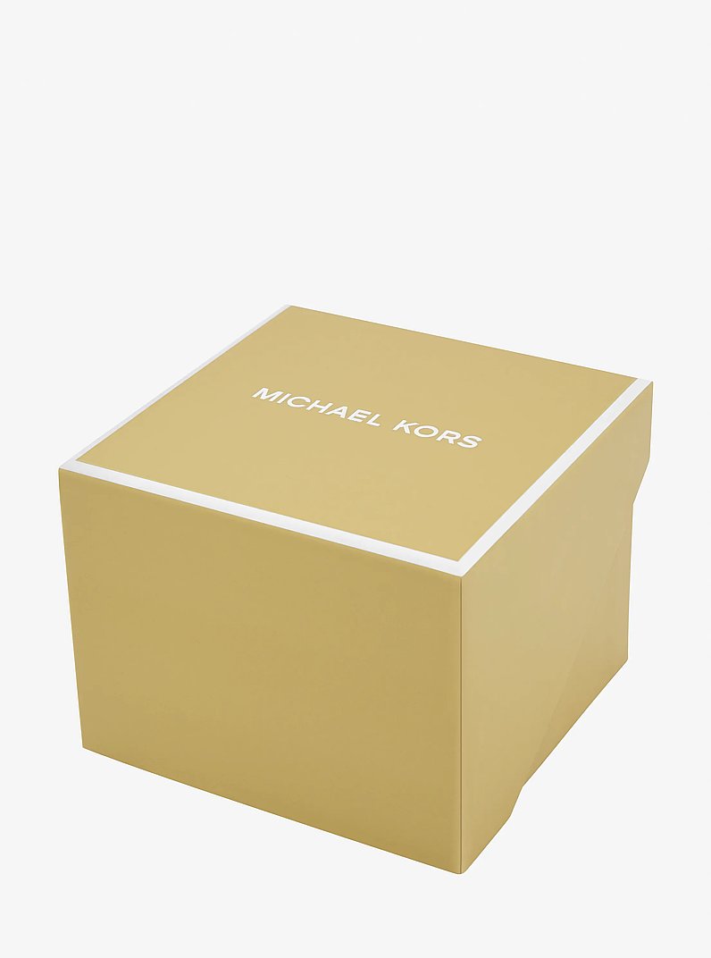 Pav&eacute; Heart and Logo Necklace and Hoop Earrings Jewelry Gift Set in GOLD | Michael Kors
