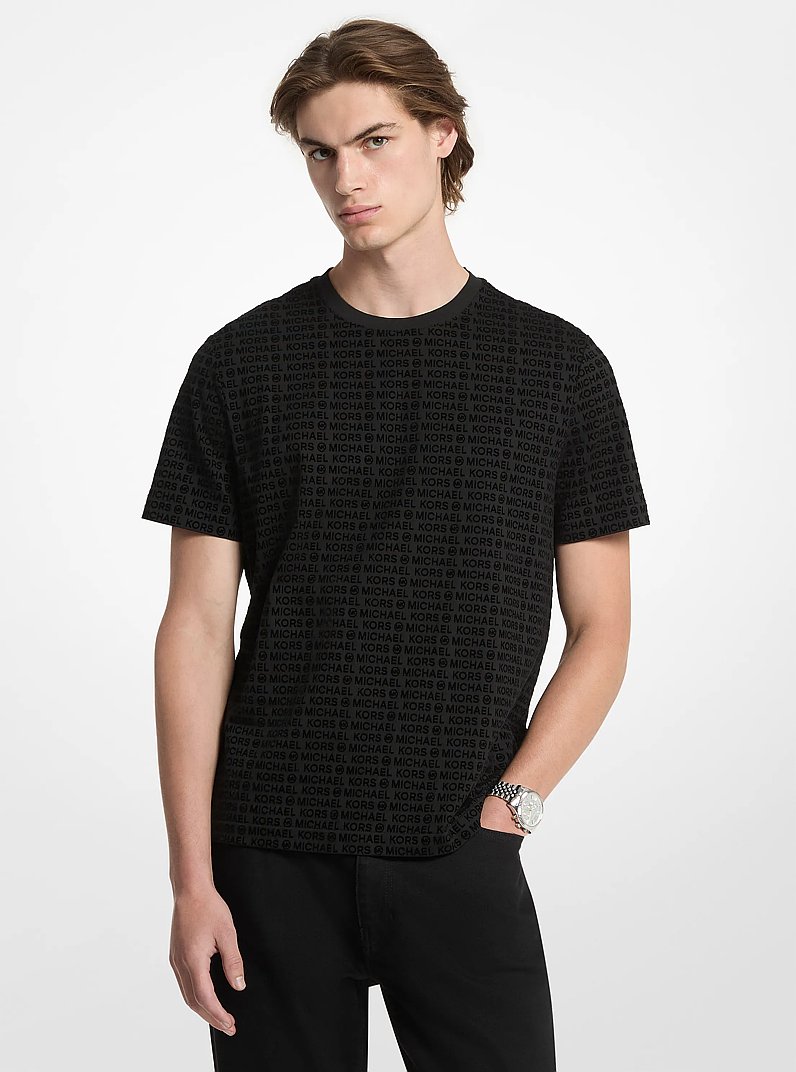 Logo Print Cotton Jersey T-Shirt in BLACK | Michael Kors