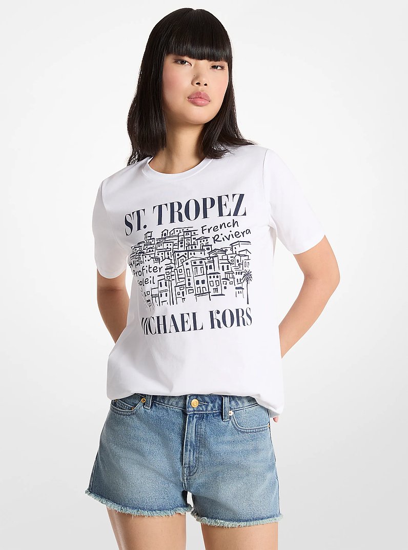 St. Tropez Cotton T-Shirt in WHITE | Michael Kors