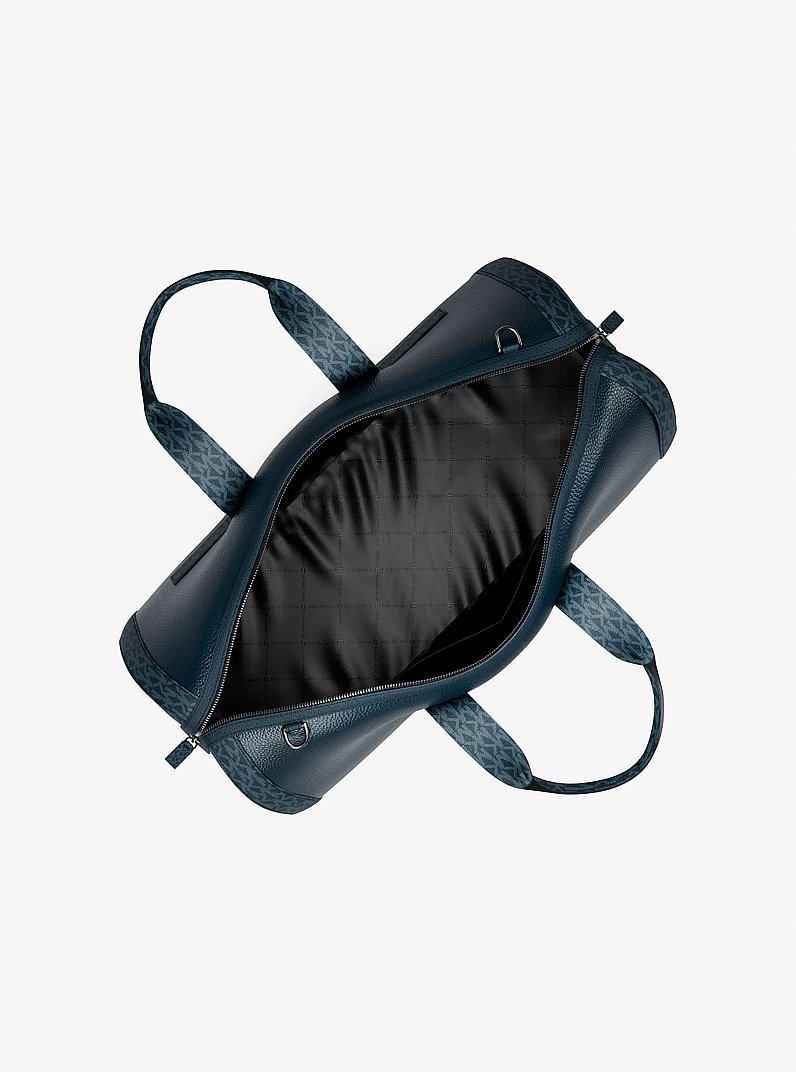 Cooper Pebbled Leather and Signature Logo Duffel Bag in NAVY | Michael Kors
