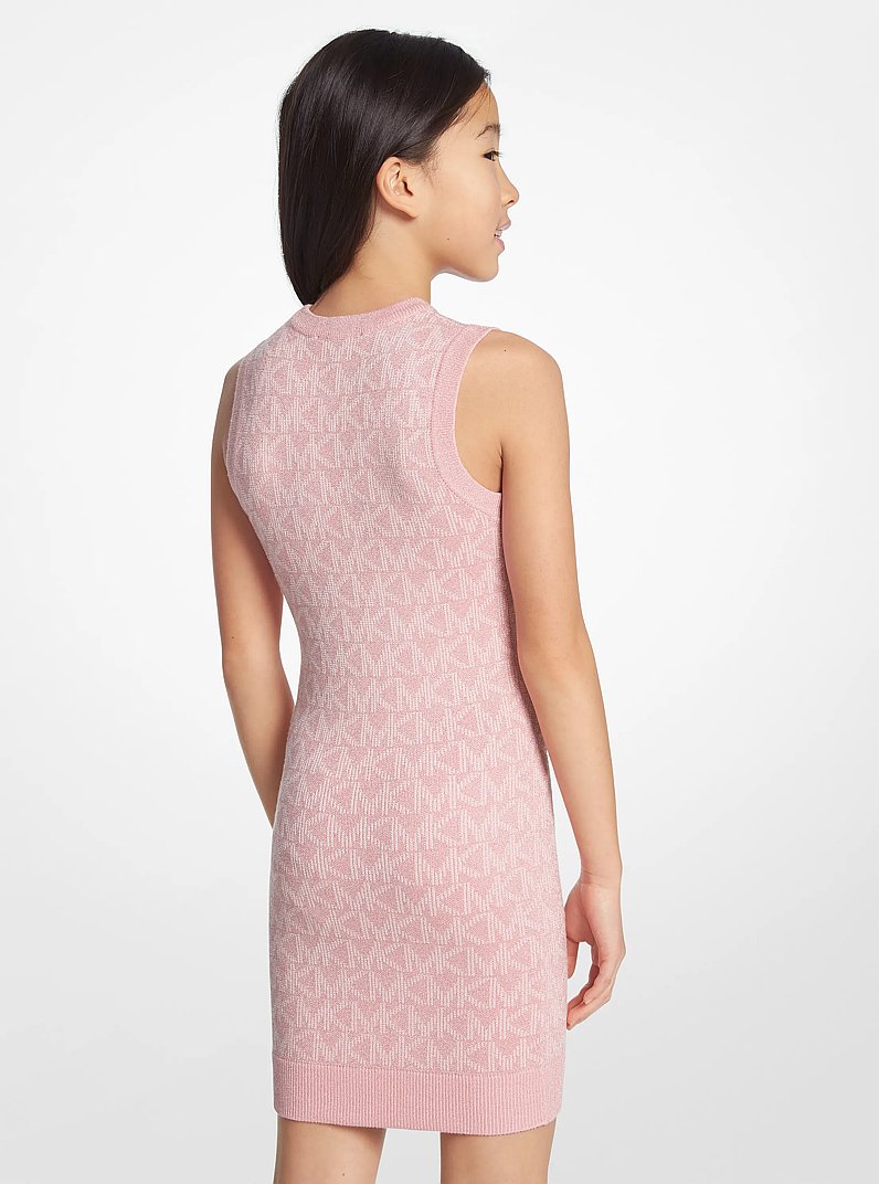 Robe d&eacute;bardeur en tricot m&eacute;tallis&eacute; &agrave; logo in ROSE | Michael Kors