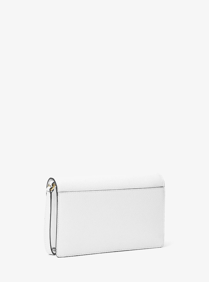 Jet Set Medium Pebbled Leather Front-Flap Crossbody Bag in OPTIC WHITE | Michael Kors